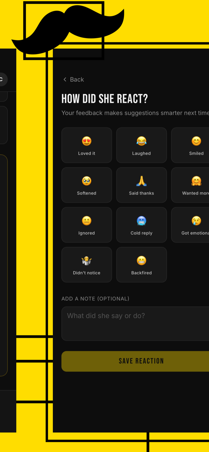 Reaction logging — how did she react